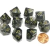 Dice>Set of 10 Chessex Lustrous D10 Dice - Black with Gold Numbers - Your Source for Gaming Essentials