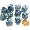 Dice>Set of 10 Chessex Lustrous D10 Dice - Slate with White Numbers - Your Source for Gaming Essentials