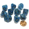 Dice>Set of 10 Chessex Phantom D10 Dice - Teal with Gold Numbers - Your Source for Gaming Essentials