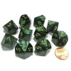 Dice>Set of 10 Chessex Scarab D10 Dice - Jade with Gold Numbers - Your Source for Gaming Essentials
