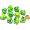 Dice>Set of 10 Chessex Vortex D10 Dice - Dandelion with White Numbers - Your Source for Gaming Essentials