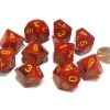 Dice>Set of 10 Chessex Vortex D10 Dice - Red with Yellow Numbers - Your Source for Gaming Essentials