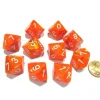 Dice>Set of 10 Chessex Vortex D10 Dice - Solar Orange with White Numbers - Your Source for Gaming Essentials