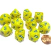 Dice>Set of 10 Chessex Vortex D10 Dice - Yellow with Blue Numbers - Your Source for Gaming Essentials