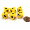 Dice>Set of 6 Compass Cardinal Direction 8 Sided Dice - Yellow with Black Letters - Your Source for Gaming Essentials