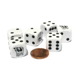 Dice>Set of 6 Cow Dice 16mm D6 Rounded Edge Animal Dice- White with Black Pips - Your Source for Gaming Essentials