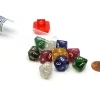 Dice>Set of 10 D10 Glitter Dice in Travel Tube - Assorted Colors - Your Source for Gaming Essentials