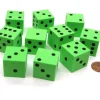 Dice>Set of 10 D6 Large 25mm Foam Dice - Green with Black Spots - Your Source for Gaming Essentials