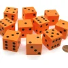 Dice>Set of 10 D6 Large 25mm Foam Dice - Orange with Black Spots - Your Source for Gaming Essentials