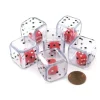 Dice>Set of 6 D6 25m Double Dice, 2-In-1 Dice - Red Inside Clear Die - Your Source for Gaming Essentials