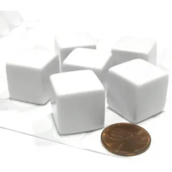Dice>Set of 6 D6 19mm Blank Opaque Dice with Customizable Stickers - Solid White - Your Source for Gaming Essentials