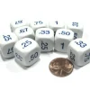 Dice>Set of 10 D6 16mm Educational Classroom Decimal Dice - White with Blue Numbers - Your Source for Gaming Essentials