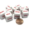 Dice>Set of 10 D6 16mm Educational English Interrogative Questions Dice- White w/ Red - Your Source for Gaming Essentials