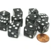 Dice>Set of 10 D6 16mm Glitter Dice - Black with White Pips - Your Source for Gaming Essentials