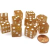 Dice>Set of 10 D6 16mm Glitter Dice - Yellow with White Pips - Your Source for Gaming Essentials