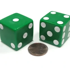 Dice>Set of 2 D6 25mm Large Opaque Jumbo Dice - Green with White Pips - Your Source for Gaming Essentials