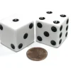 Dice>Set of 2 D6 25mm Large Opaque Jumbo Dice - White with Black Pips - Your Source for Gaming Essentials