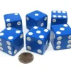 Dice>Set of 6 D6 25mm Large Opaque Jumbo Dice - Blue with White Pip - Your Source for Gaming Essentials