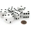 Dice>Set of 6 D6 25mm Large Opaque Jumbo Dice - White with Black Pip - Your Source for Gaming Essentials