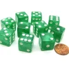 Dice>Set of 10 D6 16mm Marbleized Square Corner Dice - Green with White Pips - Your Source for Gaming Essentials