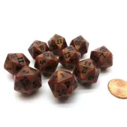 Dice>Set of 10 D20 19mm Olympic Pearlized Dice - Bronze with Black Numbers - Your Source for Gaming Essentials