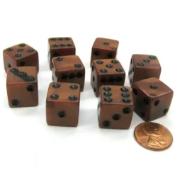 Dice>Set of 10 D6 16mm Olympic Pearlized Standard Size Dice - Bronze with Black Pips - Your Source for Gaming Essentials