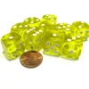 Dice>Set of 10 D6 16mm Round Corner Transparent Dice - Yellow with White Pips - Your Source for Gaming Essentials