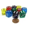 Dice>Set of 10 D6 16mm Rounded Transparent Dice - 2 of Blue Green Yellow Purple Red - Your Source for Gaming Essentials