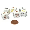 Dice>Set of 6 Dog Dice - 16mm D6 Round Edge - White with Multi-Color Etched Animals - Your Source for Gaming Essentials