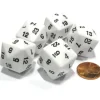 Dice>Set of 5 D24 Opaque 24mm 24-Sided Gaming Dice - White with Black Numbers - Your Source for Gaming Essentials