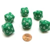 Dice>Set of 6 D24 Opaque 24mm 24-Sided Gaming Dice - Green - Your Source for Gaming Essentials