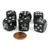 Dice>Set of 6 Dragon 16mm D6 Round Edge Creature Dice - Black with White Pips - Your Source for Gaming Essentials