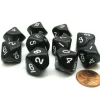 Dice>Set of 10 D10 10-Sided 16mm Opaque Dice - Black with White Numbers - Your Source for Gaming Essentials
