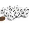 Dice>Set of 10 D12 12-Sided 18mm Opaque RPG Dice - White with Black Numbers - Your Source for Gaming Essentials
