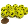 Dice>Set of 10 D12 12-Sided 18mm Opaque RPG Dice - Yellow with Black Numbers - Your Source for Gaming Essentials