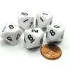 Dice>Set of 5 D10 10-Sided 16mm Opaque RPG Dice - White with Black Numbers - Your Source for Gaming Essentials