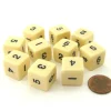 Dice>Set of 10 D6 Six-Sided 16mm Opaque Numbered Dice - Ivory with Black Numbers - Your Source for Gaming Essentials