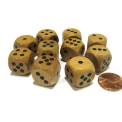 Dice>Set of 10 D6 Six Sided 16mm Round Edge Wooden Dice ~ Wood Dice - Your Source for Gaming Essentials