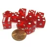 Dice>Set of 10 D6 Six-Sided 12mm Transparent Dice - Red with White Pips - Your Source for Gaming Essentials