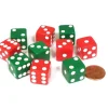 Dice>Set of 10 D6 Six Sided Opaque 16mm D6 Dice - Christmas Colors 5 Green & 5 Red - Your Source for Gaming Essentials