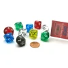 Dice>Set of 10 D10 Transparent Dice in Plastic Display Case - Assorted Colors - Your Source for Gaming Essentials