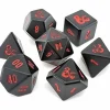 Dice>Set of 7 Dungeons and Dragons RPG Metal Polyhedral Dice - Black with Red Numbers - Your Source for Gaming Essentials