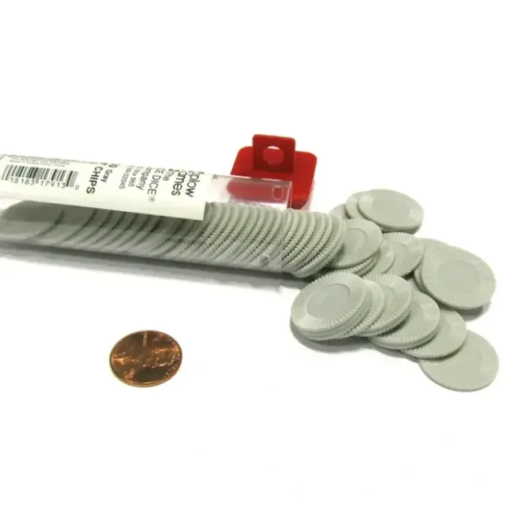 Cards>Set of 50 7/8" Easy Stacking Plastic Mini Playing Poker Chips - Gray - Your Source for Gaming Essentials