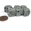 Dice>Set of 6 Elephant Dice 16mm D6 Rounded Edges Dice - Gray with Black Pips - Your Source for Gaming Essentials