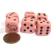 Dice>Set of 6 Elephant Dice 16mm D6 Rounded Edges Dice - Pink with Black Pips - Your Source for Gaming Essentials