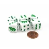 Dice>Set of 6 Frog 16mm D6 Round Edged Animal Dice - White with Green Pips - Your Source for Gaming Essentials