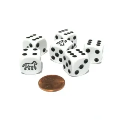 Dice>Set of 6 Horse 16mm D6 Round Edged Animal Dice - White with Black Pips - Your Source for Gaming Essentials
