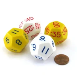 Dice>Set of 4 Jumbo D12 Elapsed Time Educational Dice - 2 Each of Yellow and White - Your Source for Gaming Essentials