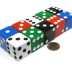 Dice>Set of 10 Jumbo Large Six Sided Square Opaque 25mm D6 Dice - 5 Assorted Colors - Your Source for Gaming Essentials