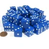 Dice>Set of 50 Large 19mm D6 Opaque Dice - Blue with White Pips - Your Source for Gaming Essentials